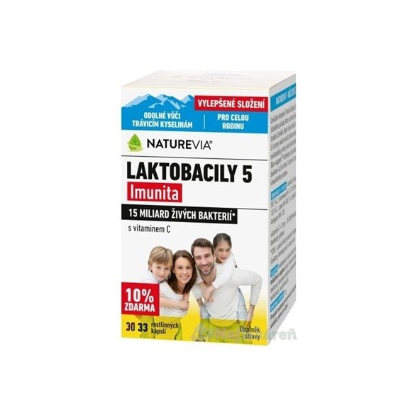 SWISS NATUREVIA LAKTOBACILY "5" s vitamínom C 33 cps
