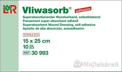 VLIWASORB adhesive Krytie na rany 15x25cm superabsorpčné, sterilné 10ks