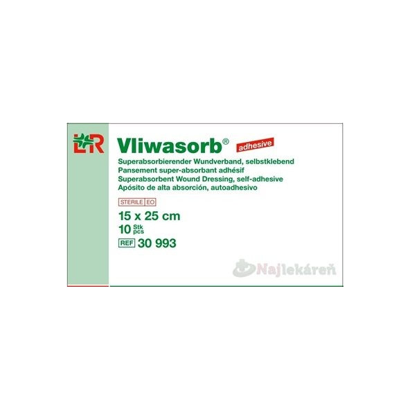 VLIWASORB adhesive Krytie na rany 15x25cm superabsorpčné, sterilné 10ks