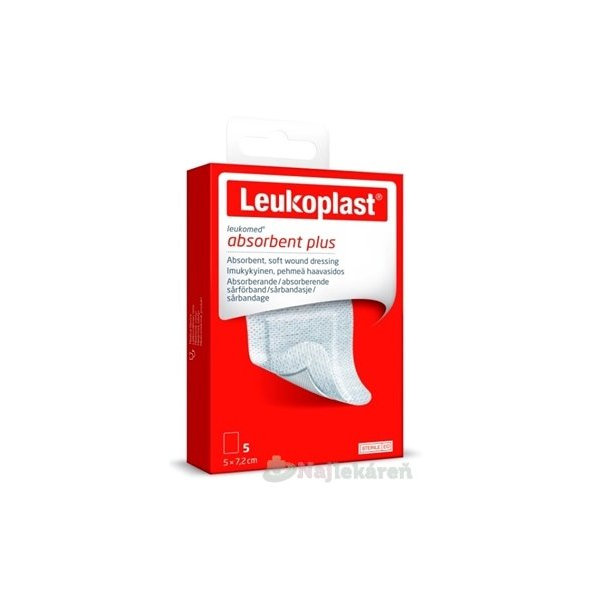 LEUKOPLAST Leukomed absorbčná náplasť na rany 5x7,2 cm, 5 ks