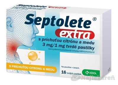 E-shop Septolete extra citrón a med na bolesť hrdla 16 pastiliek