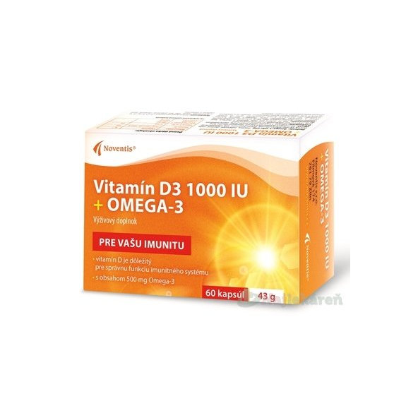 Noventis Vitamín D3 1000 IU + Omega-3, 60 ks