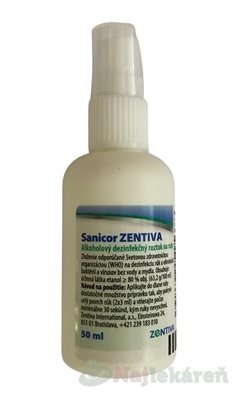 E-shop Sanicor Zentiva alkoholový dezinfekčný roztok na ruky 50ml
