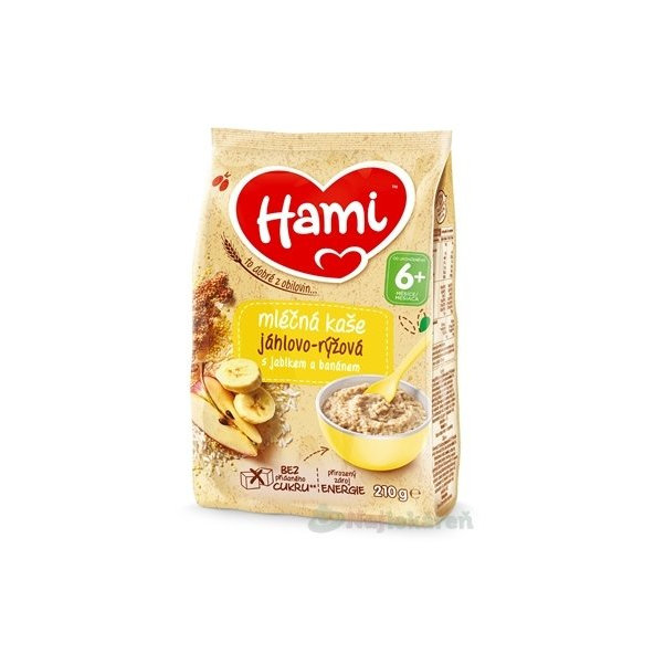 Hami mliečna pšenovo-ryžová kaša, jablko-banán 210g