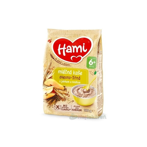 Hami mliečna ovseno-ražná kaša, jablko-hruška 210g