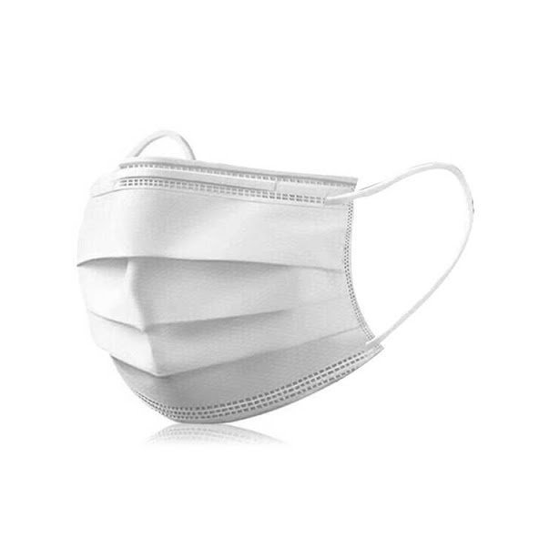 Jednorázové rúško na tvár biele 3-vrstvové 50ks