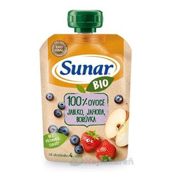 Sunar BIO Kapsička Jablko, jahoda, čučoriedka 100 % ovocia (od ukonč. 4. mesiaca) 100 g