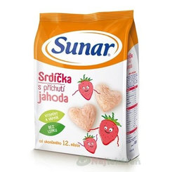 Sunar Detský snack Srdiečka s príchuťou jahoda (od ukonč. 12. mesiaca) 50 g