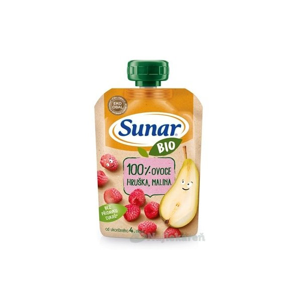 Sunar BIO Kapsička Hruška, malina 100 % ovocia (od ukonč. 4. mesiaca) 100 g