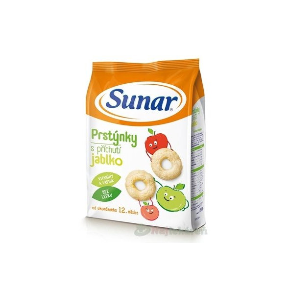 Sunar Detský snack Prstienky s príchuťou jablko (od ukonč. 12. mesiacov) 50 g