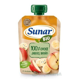 Sunar BIO Kapsička Jablko, banán 100 % ovocia (od ukonč. 4. mesiaca) 100 g