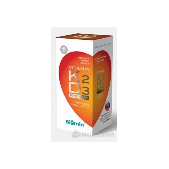 BIOMIN VITAMIN K2 D3 PREMIUM 2000 I.U., 60 ks
