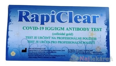 E-shop RapiClear COVID-19 IgG/IgM test na detekciu protilátok 1set