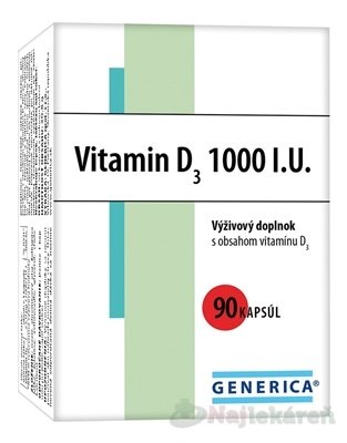 E-shop GENERICA Vitamin D3 1000 I.U.