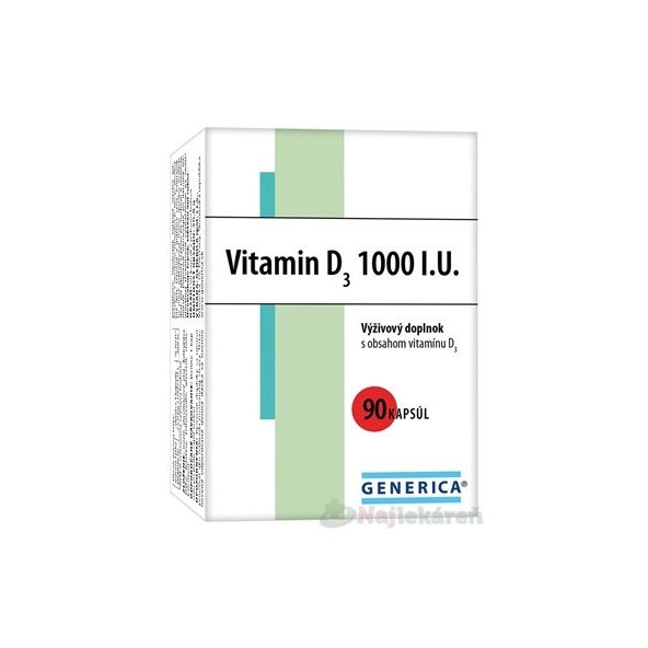 GENERICA Vitamin D3 1000 I.U. 90 kapsúl