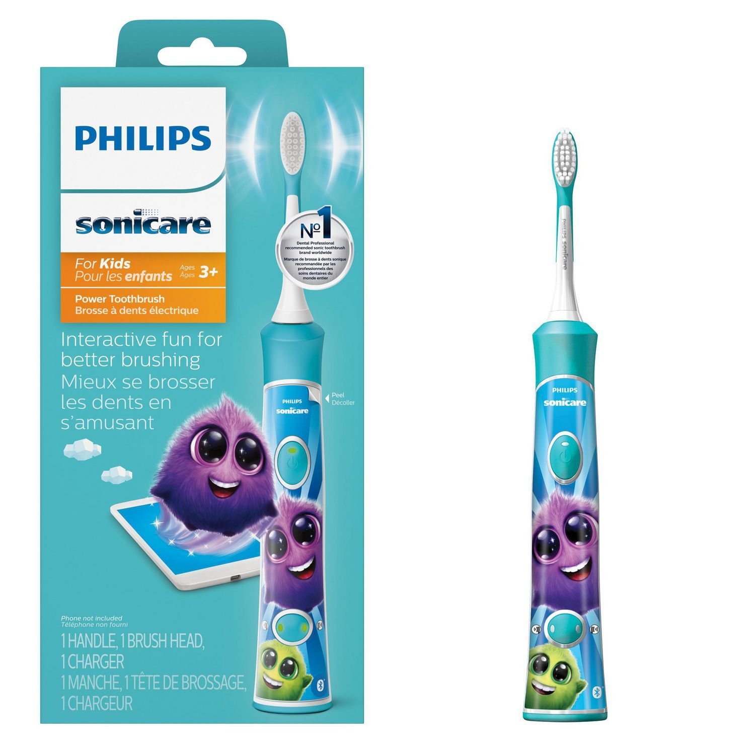 E-shop Philips Sonicare for Kids s Bluetooth - sonická kefka, modrá HX6322/04