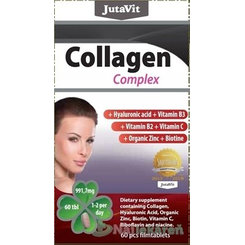 JutaVit Kolagén komplex (kyselina hyalurónová, vitamíny B3, B2, C + organický zinok a biotín) 60tbl.