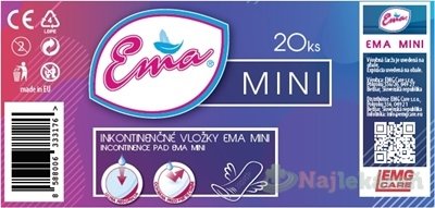 E-shop Ema Mini vložky inkontinenčné, pre ženy 20ks