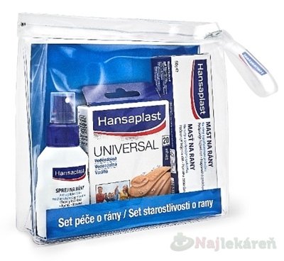 E-shop Hansaplast SET STAROSTLIVOSTI O RANY (sprej + náplasť + masť) v taštičke 1set