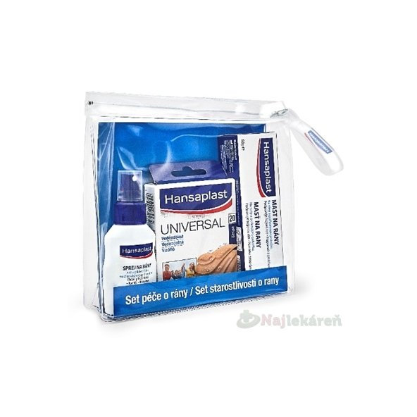 Hansaplast SET STAROSTLIVOSTI O RANY (sprej + náplasť + masť) v taštičke 1set
