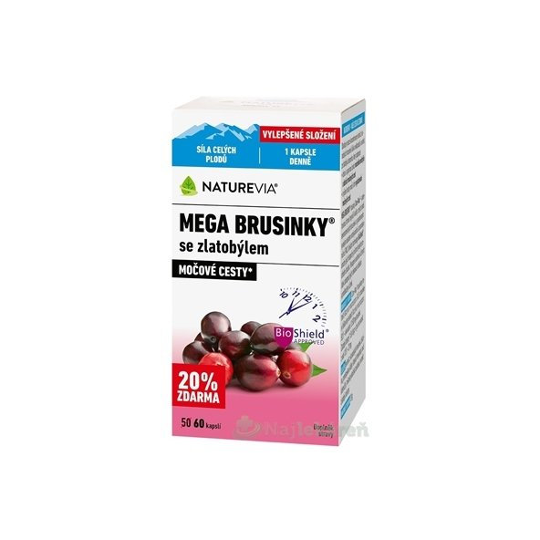 SWISS NATUREVIA MEGA BRUSNICE SO ZLATOBYĽOU na močové cesty 60 kapsúl