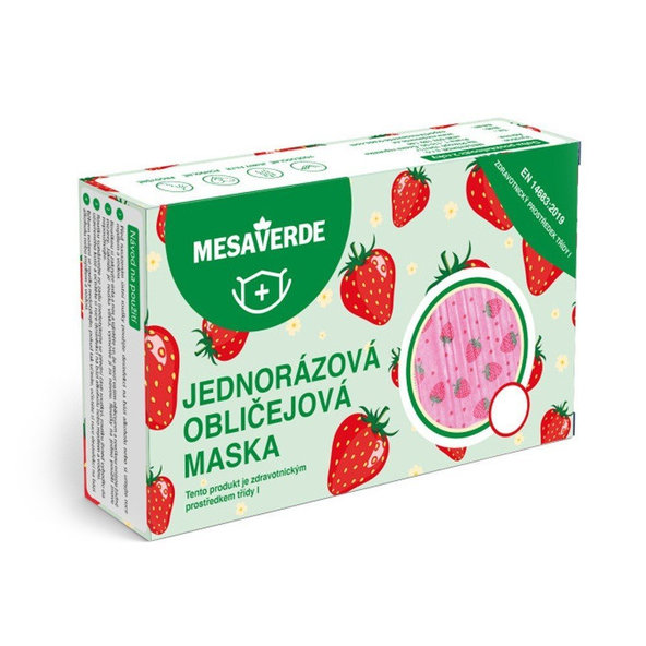 Zdravotnícke rúška na tvár jednorázové, detské - dievča 25ks