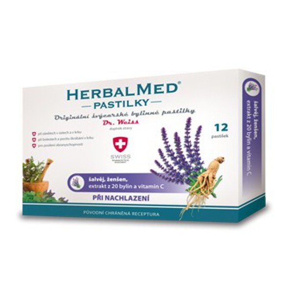 E-shop HerbalMed pastilky pri prechladnutí 12 pastiliek