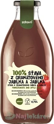 E-shop Zdravo 100% ŠŤAVA Z GRANÁTOVÉHO JABLKA A JABLKA 0,75l