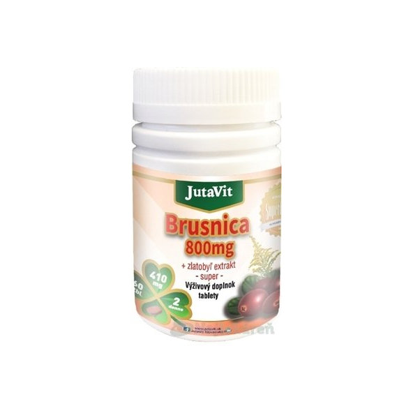 JutaVit Brusnica 800 mg + zlatobyľ extrakt - super na močové cesty 60 tabliet