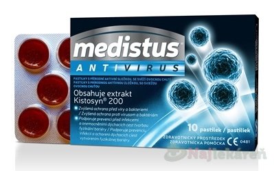 E-shop Medistus ANTIVIRUS na bolesť hrdla 10 pastiliek