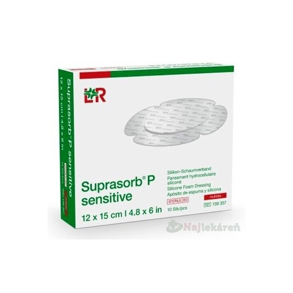 SUPRASORB P SENSITIVE silikónový penový obväz (12x15cm) 10ks