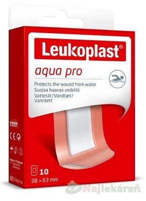 E-shop LEUKOPLAST AQUA PRO Vodeodolná náplasť na rany 38x63mm, 10ks