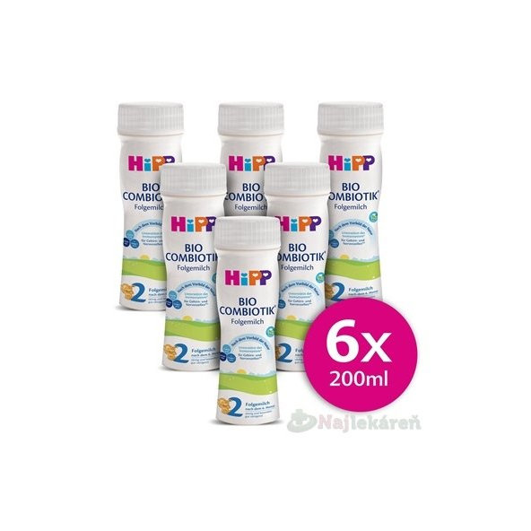 HiPP 2 BIO COMBIOTIK tekutá dojčenská výživa ( od ukonč. 6 m), 6x200ml