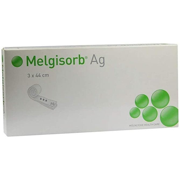 Melgisorb Ag 3x44cm antimikrobiálny alginátový obväz 10ks