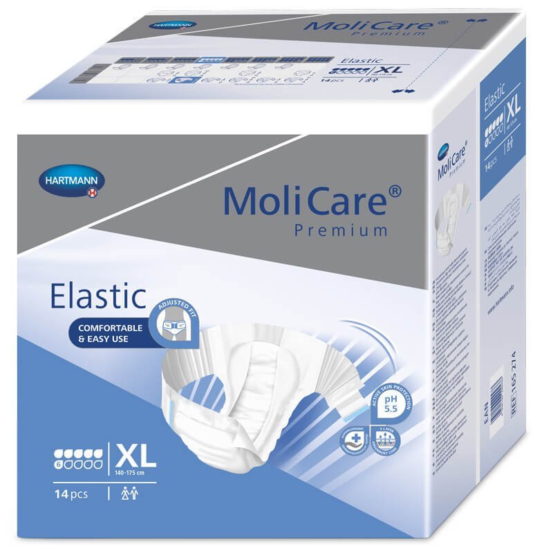 E-shop MoliCare Premium Elastic 6 kvapiek XL plienkové nohavičky zalepovacie 14ks