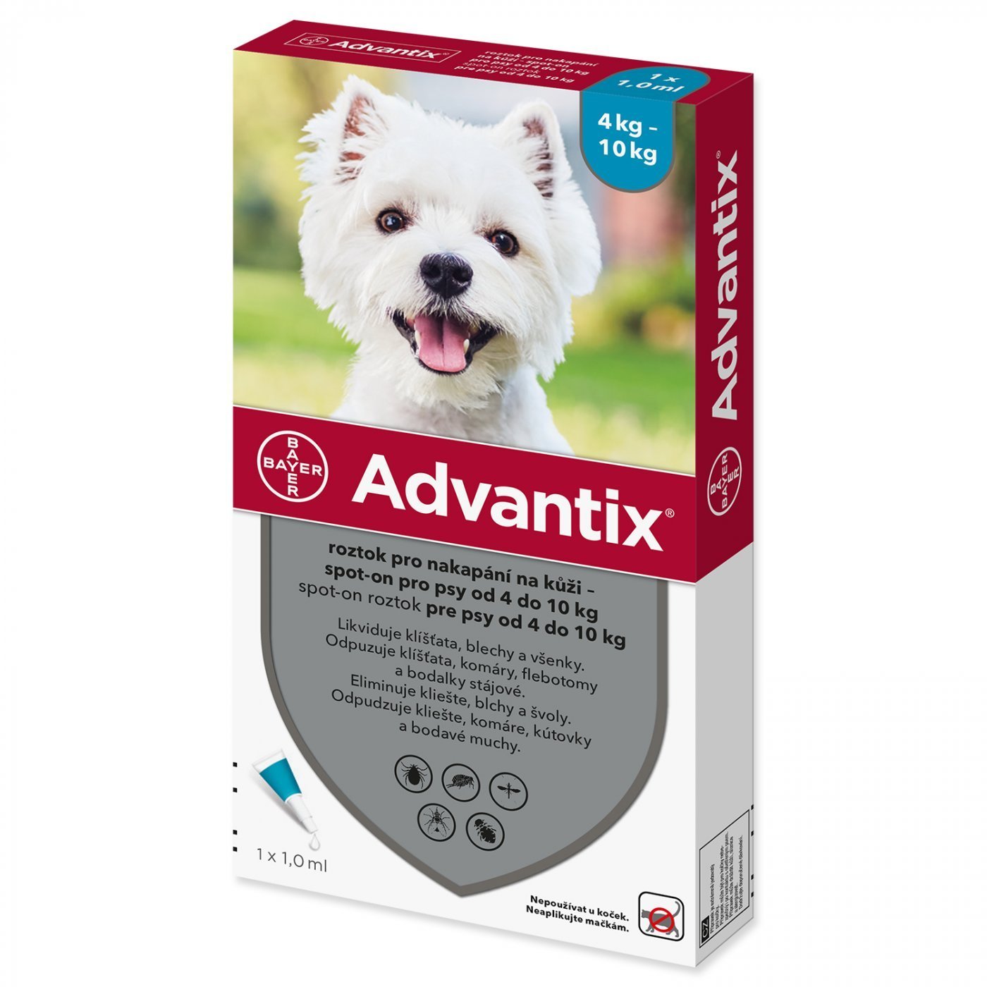 E-shop Advantix spot-on 1ml pipeta proti blchám a kliešťom pre psy od 4 do 10kg