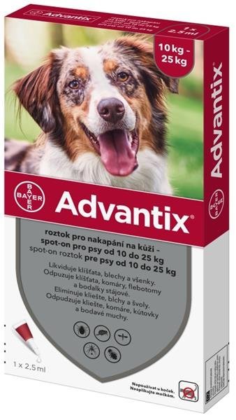 E-shop Advantix spot-on 2,5ml pipeta proti blchám a kliešťom pre psy od 10 do 25kg