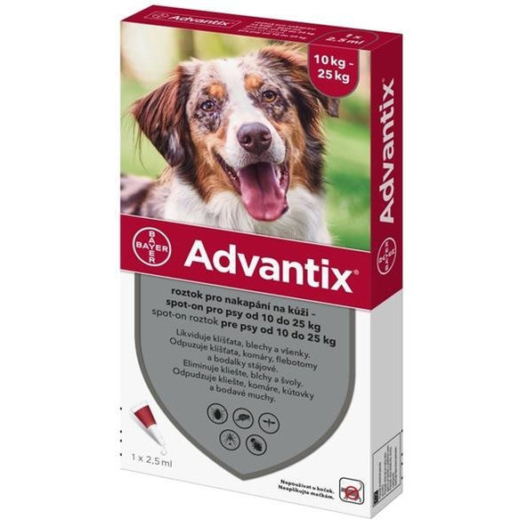 Advantix spot-on 2,5ml pipeta proti blchám a kliešťom pre psy od 10 do 25kg