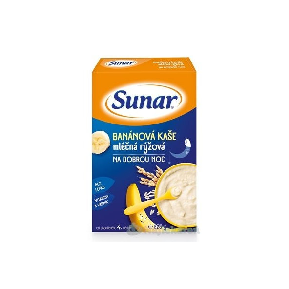 Sunar BANÁNOVÁ KAŠA mliečna ryžová NA DOBRÚ NOC, 225g