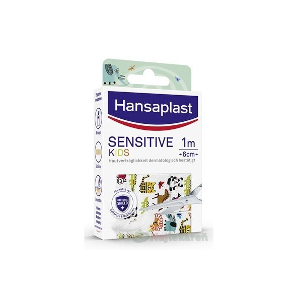 Hansaplast SENSITIVE KIDS Zvieratká, Náplasti pre citlivú pokožku 1mx6cm, 1ks