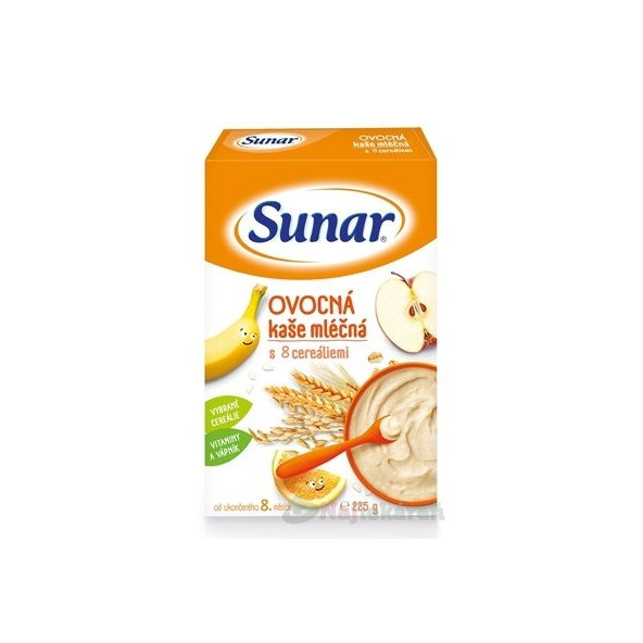 Sunar OVOCNÁ KAŠA mliečna s 8 cereáliami 225g