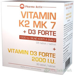 Pharma Activ Vitamín K2 MK 7 + D3 FORTE 1000 I.U., (125ks + 30ks)