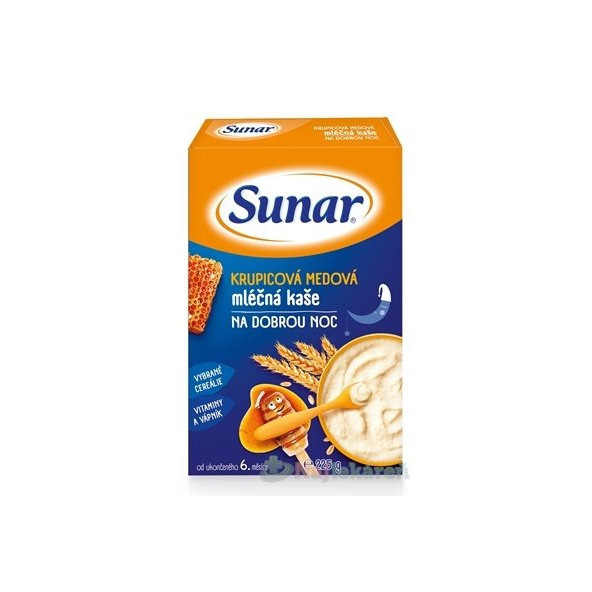 Sunar KRUPICOVÁ MEDOVÁ KAŠA mliečna NA DOBRÚ NOC, 225g