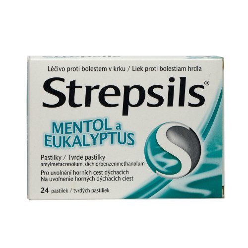 E-shop Strepsils Mentol a Eukalyptus na bolesť hrdla 24 pastiliek