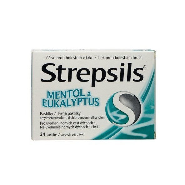 Strepsils Mentol a Eukalyptus na bolesť hrdla 24 pastiliek