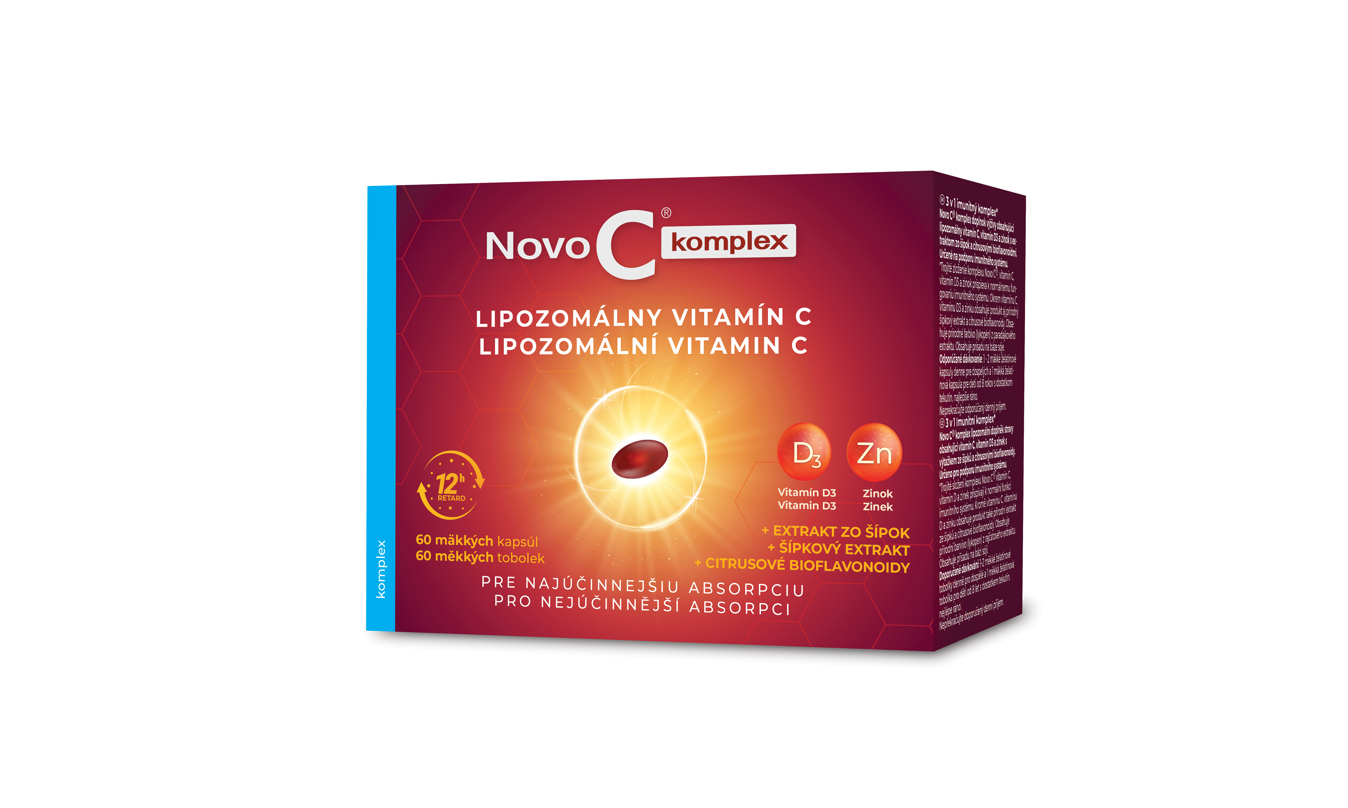 NOVO C Komplex Lipozomálny vitamín C + vitamín D3 + zinok 60 kapsúl