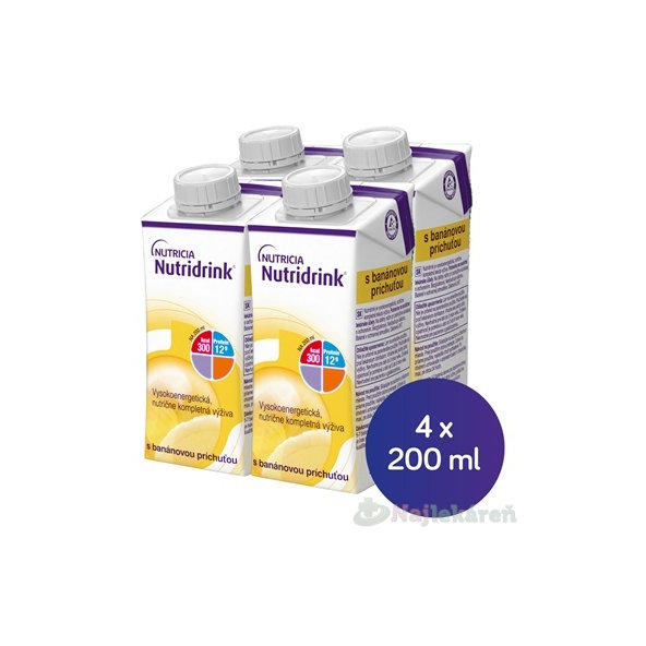 Nutridrink s banánovou príchuťou krabička 4 x 200 ml