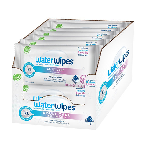 WATERWIPES Obrúsky vlhčené Adults bez obsahu plastov 12x30 ks