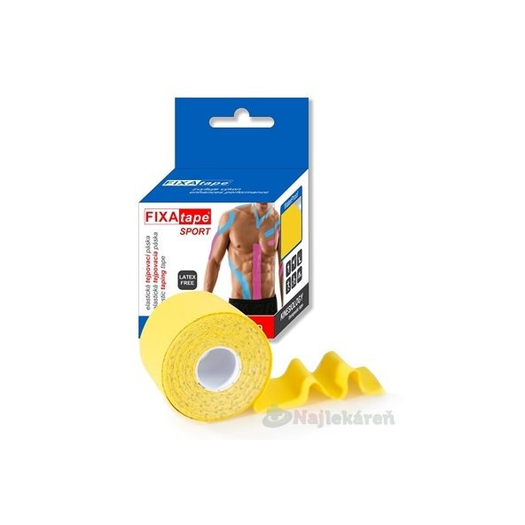 FIXAtape tejpovacia páska SPORT kinesiologická, elastická, žltá 5cmx5m, 1ks