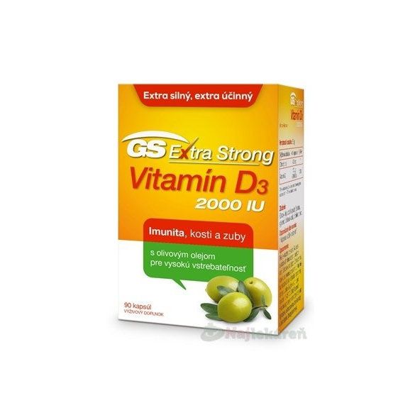 GS Extra Strong Vitamin D3 2000 IU, 90ks